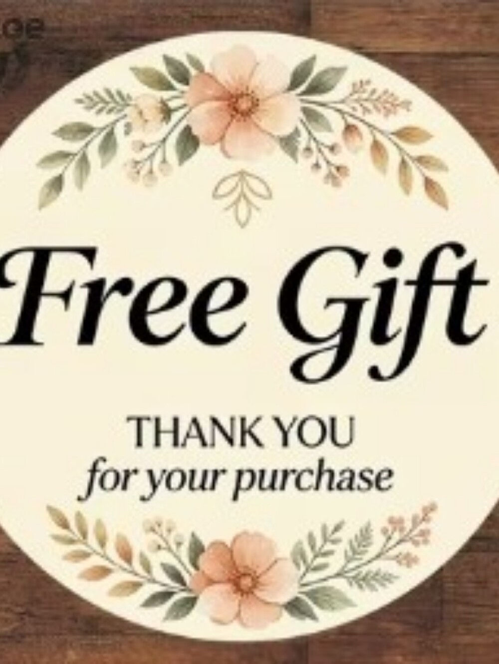 Floral "Free Gift" Round Sticker Qty 70